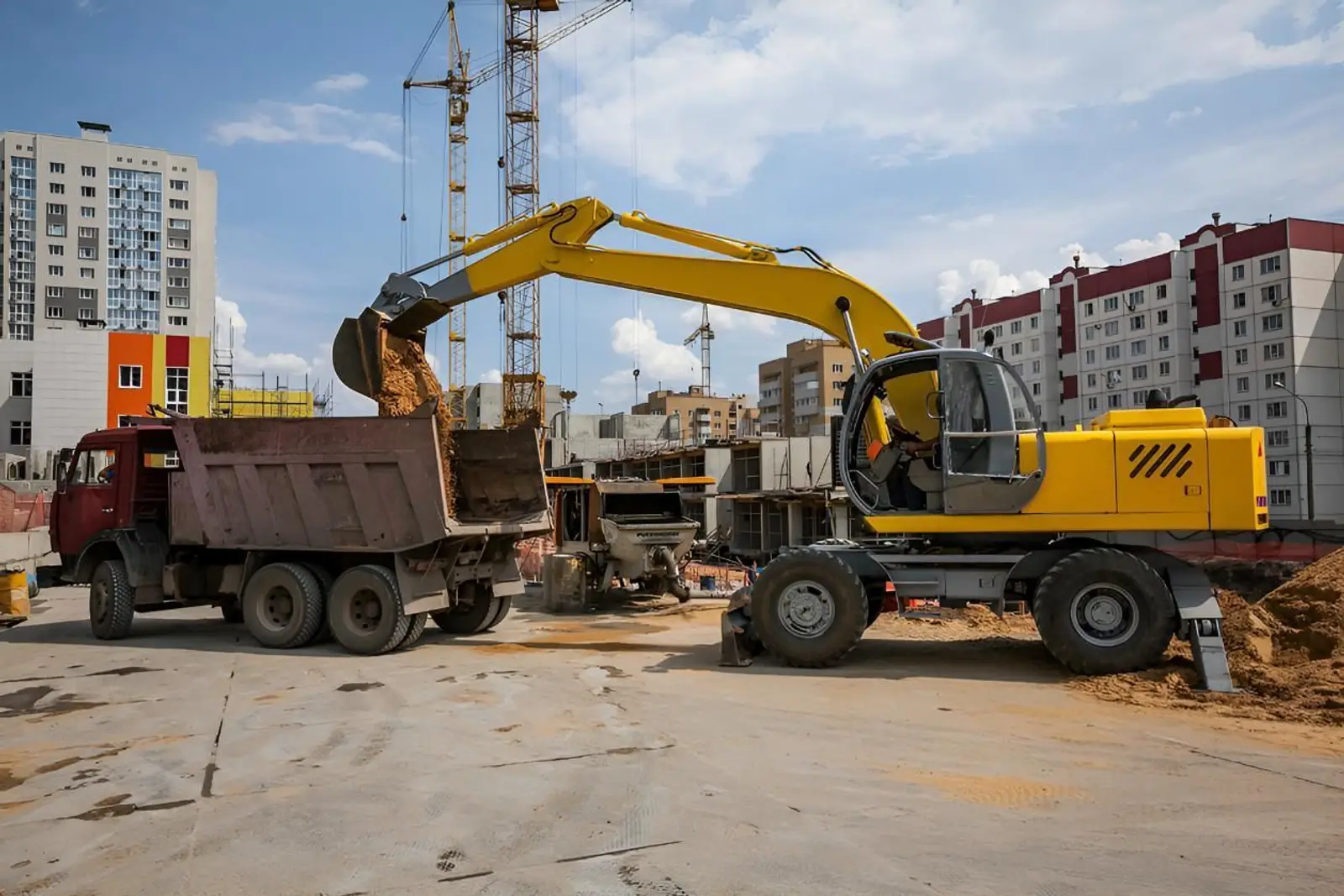 Excavator on site cut works