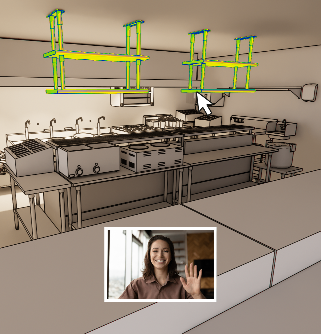 3D kitchen design session with live rendering and designer