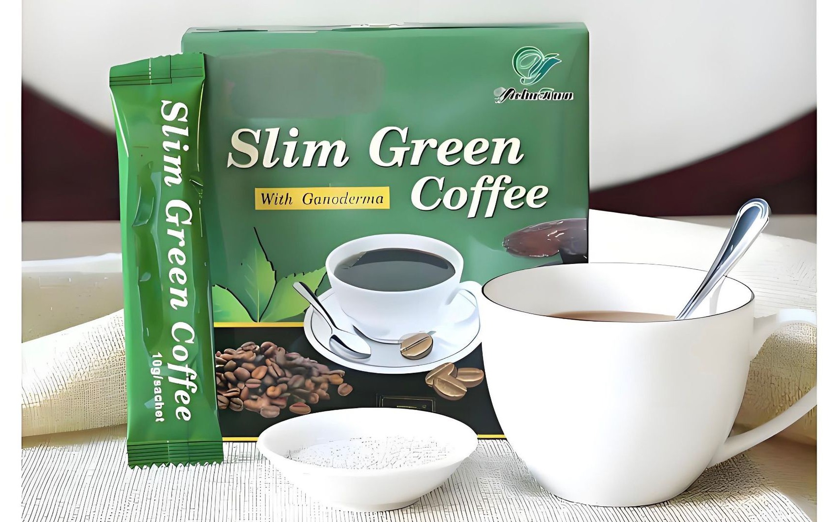 Slim Green Coffee avec Ganoderma — boîte et sachet