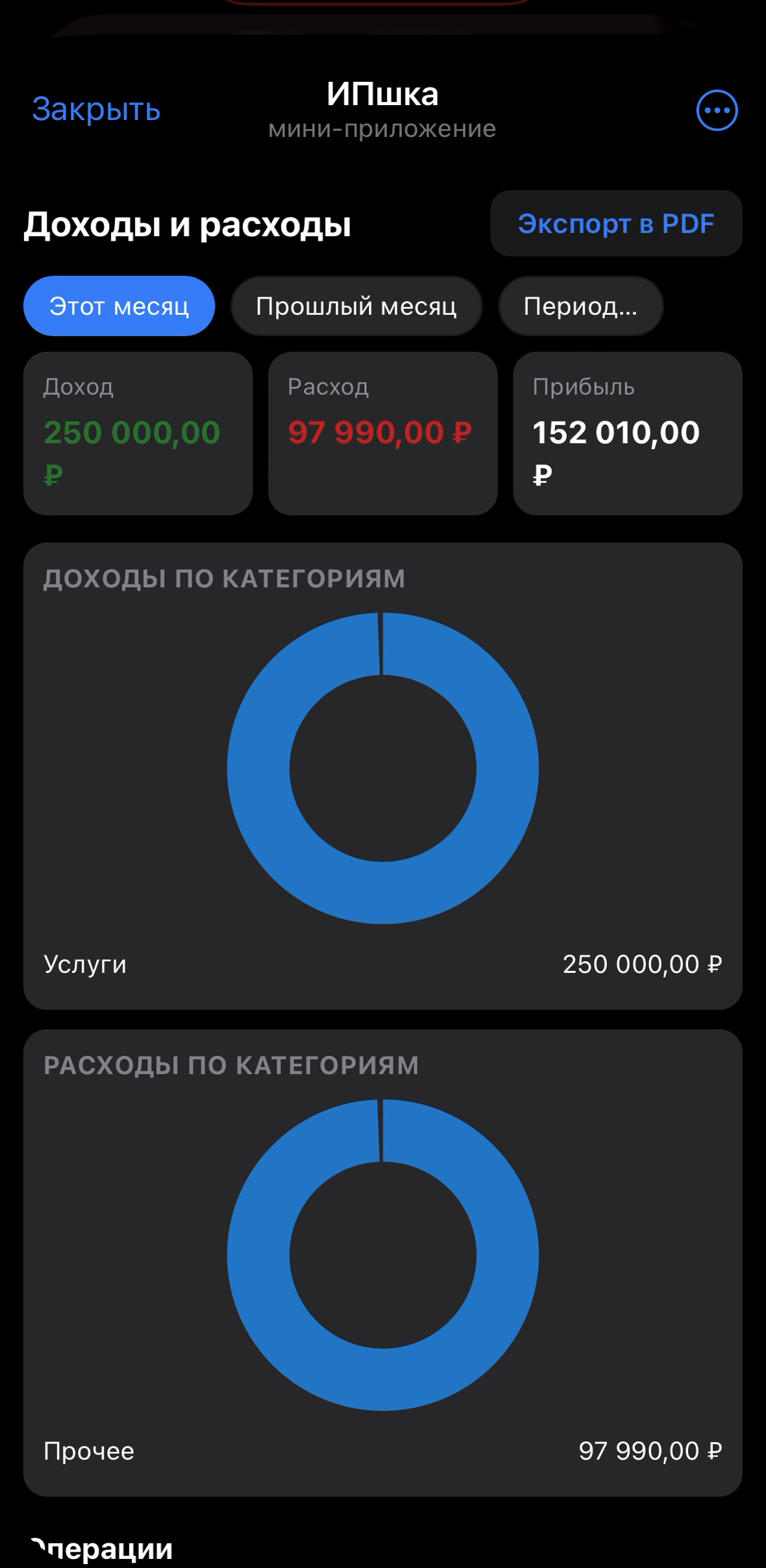 Мини-приложение ИПшки: доходы, расходы, прибыль