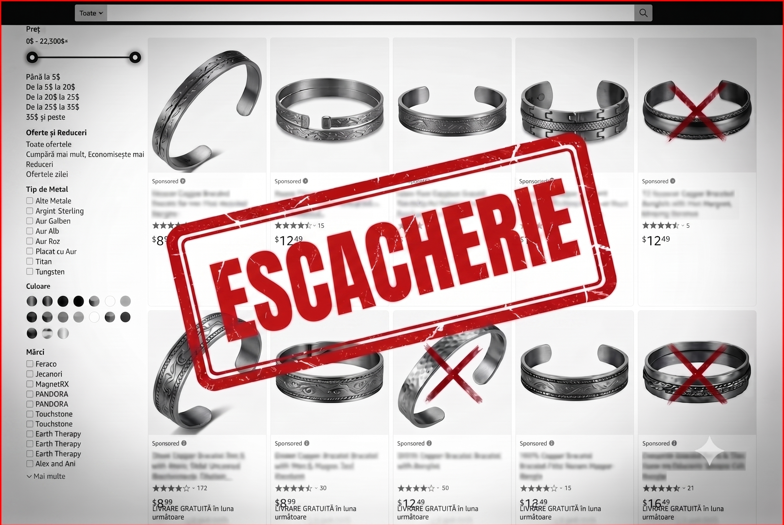 Escrocherie — brățări false de cupru online