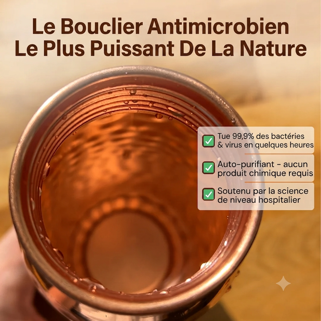 Le bouclier antimicrobien le plus puissant de la nature — intérieur de la bouteille en cuivre