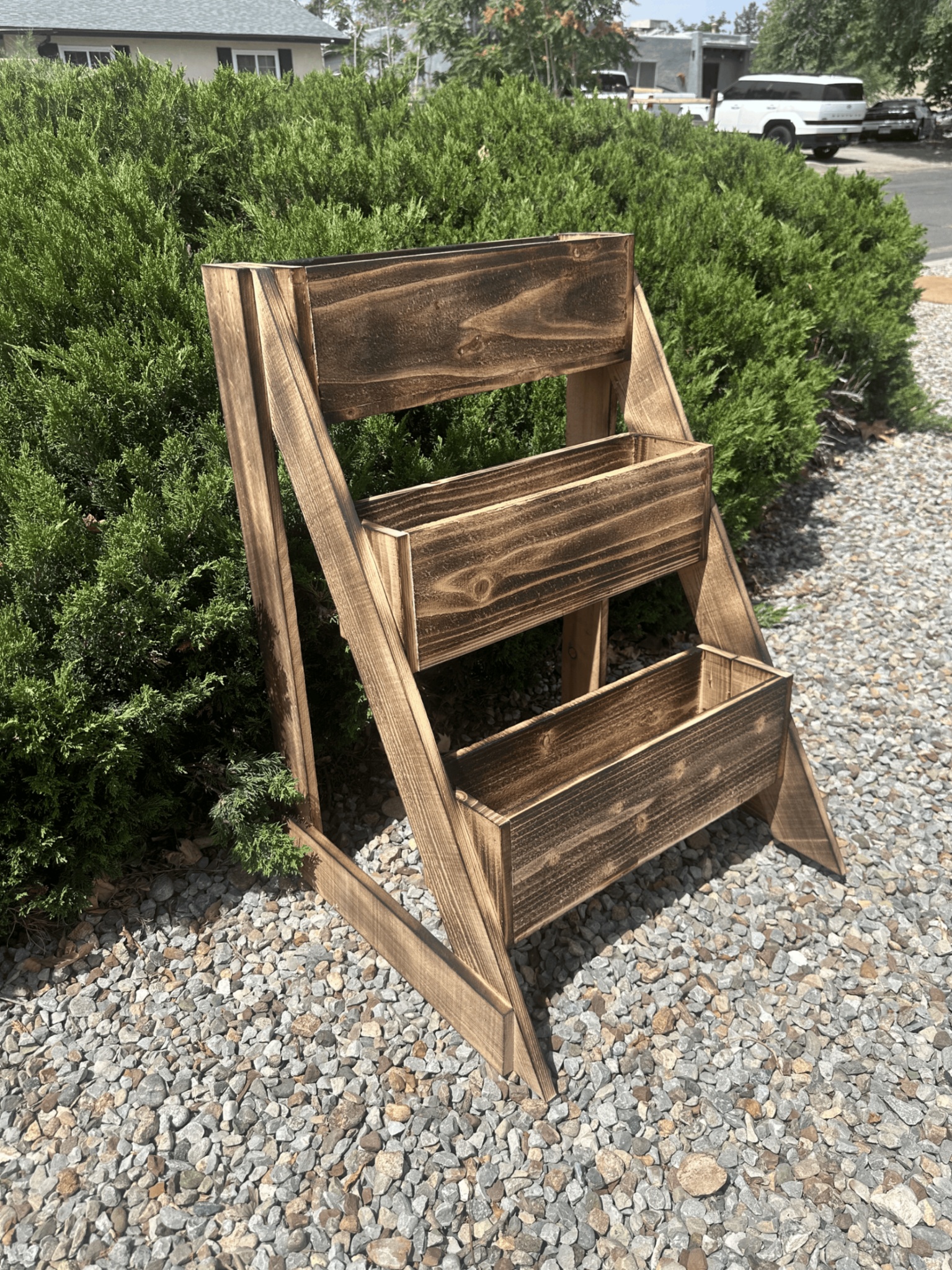 Tiered planter stand dark stain