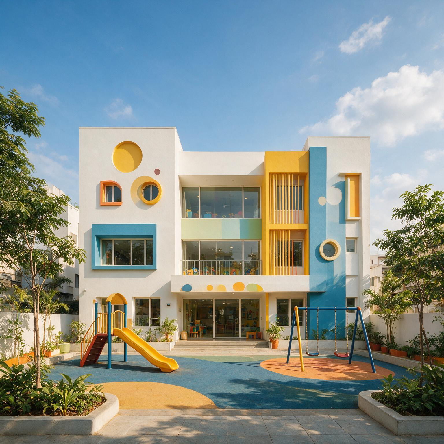 Little Blossoms Playschool campus with outdoor play area