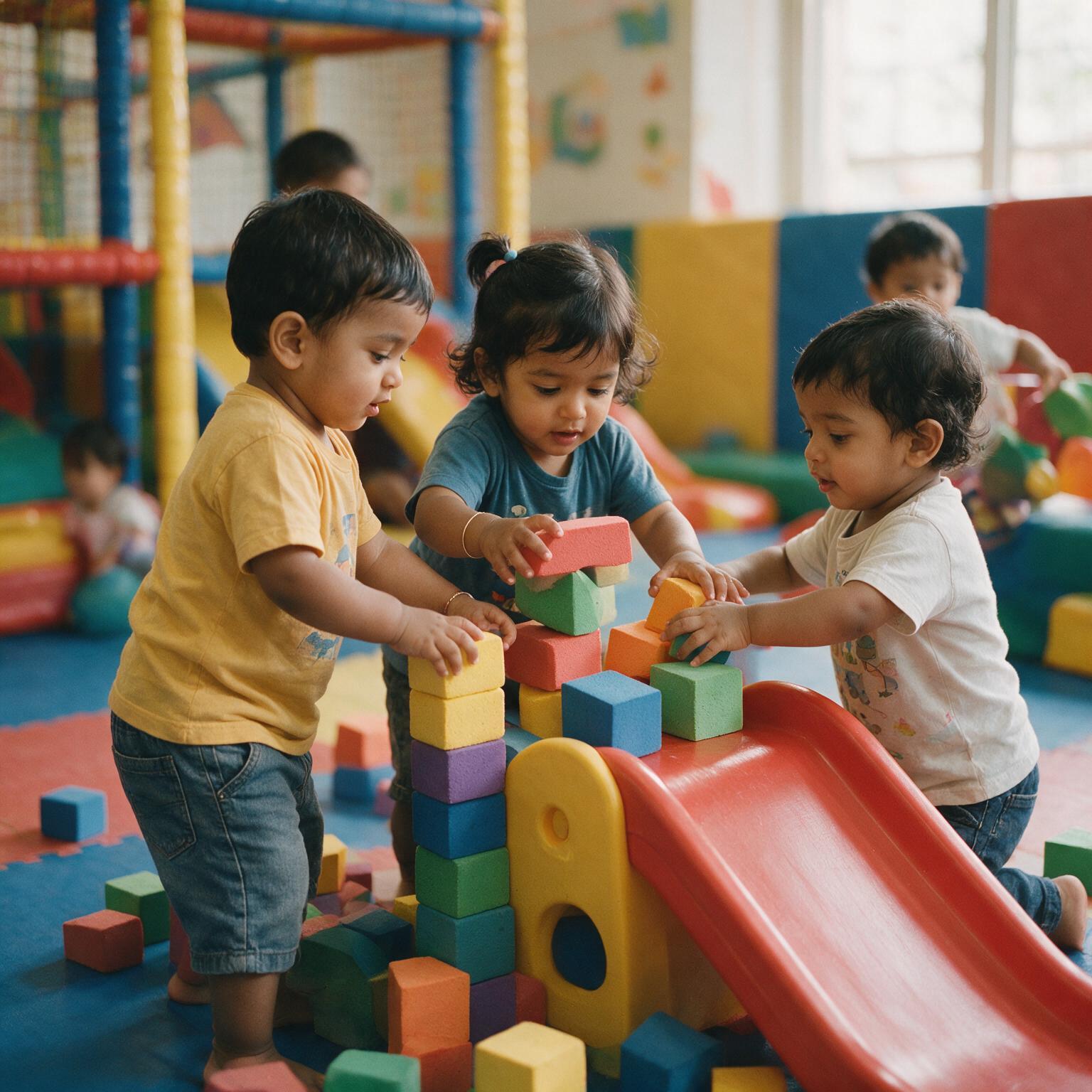 Toddlers in the soft play area at Little Blossoms Playschool