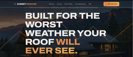 Summit Roofing demo site — cinematic roofing hero with an animated ridgeline