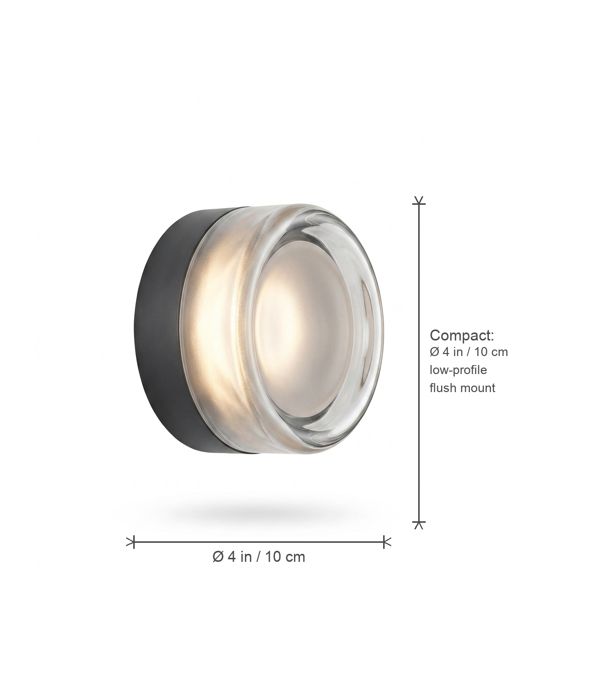 Corin dimensions diagram — Ø 4 in / 10 cm compact flush mount
