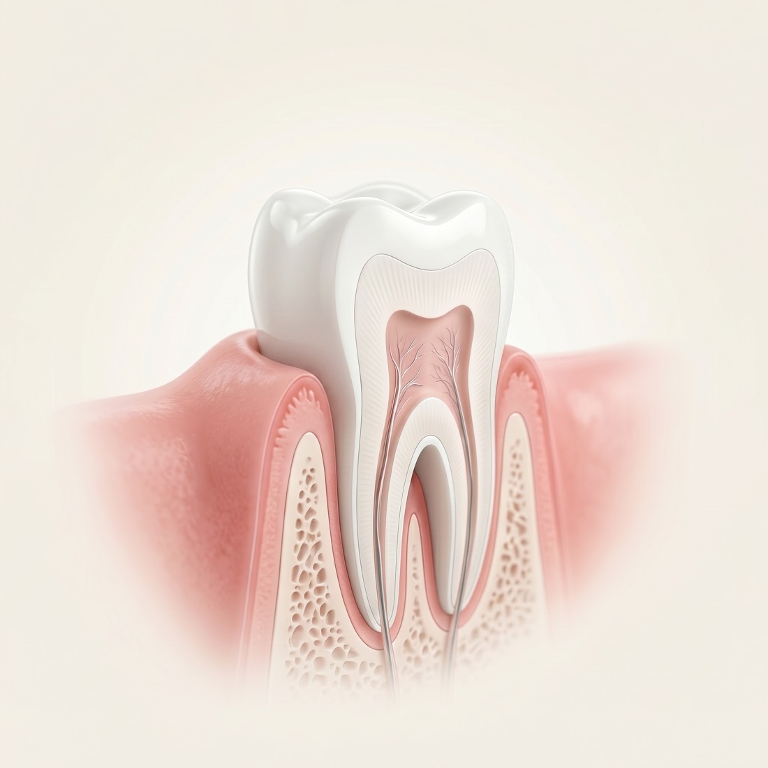 Cross-section of a tooth and gumline
