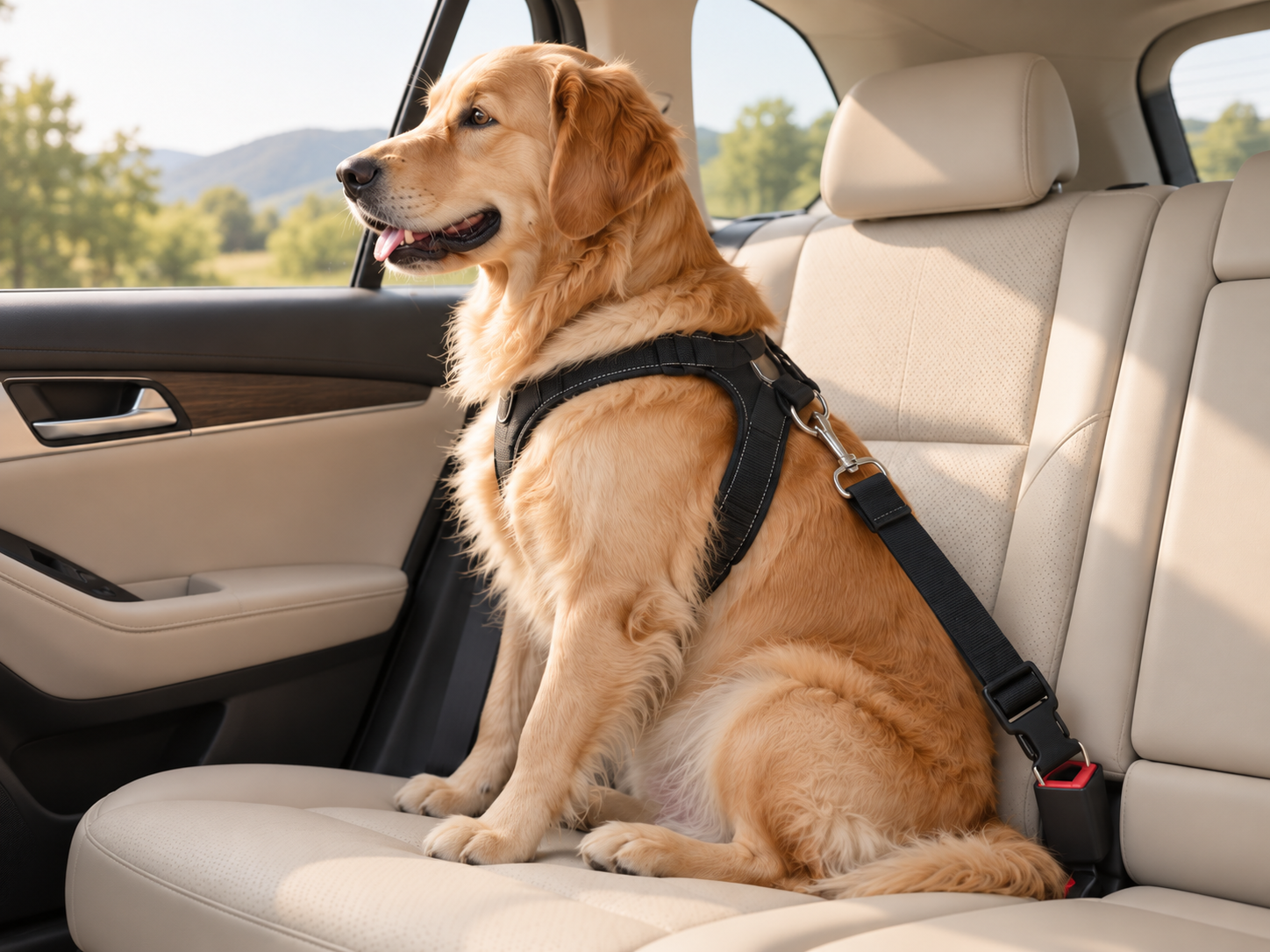 Dog secured with the Restraint
