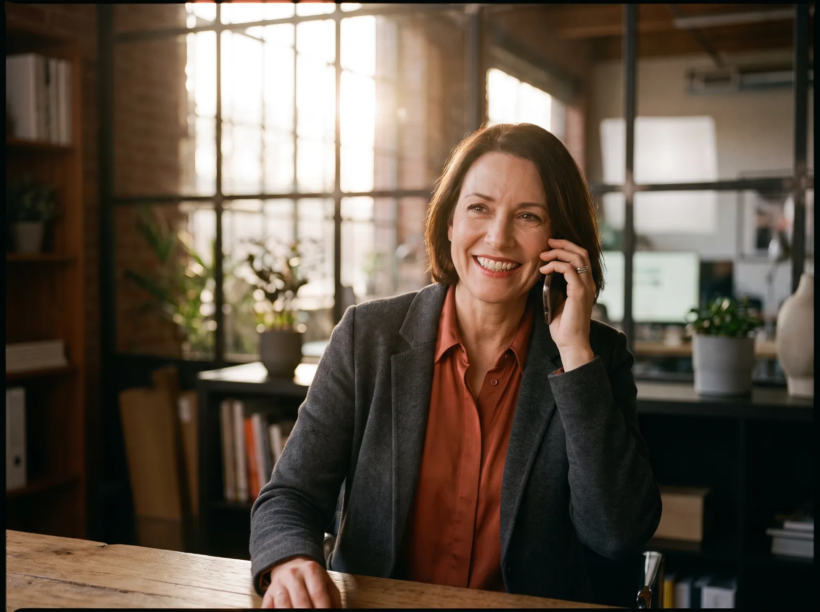 Business owner following up with a client by phone