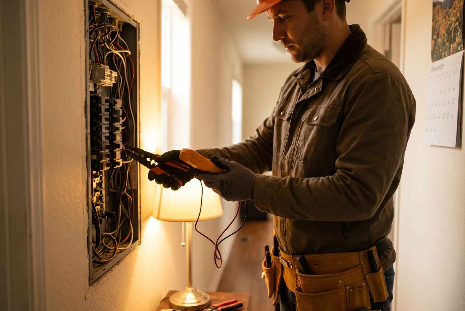 Electrician at work on the job
