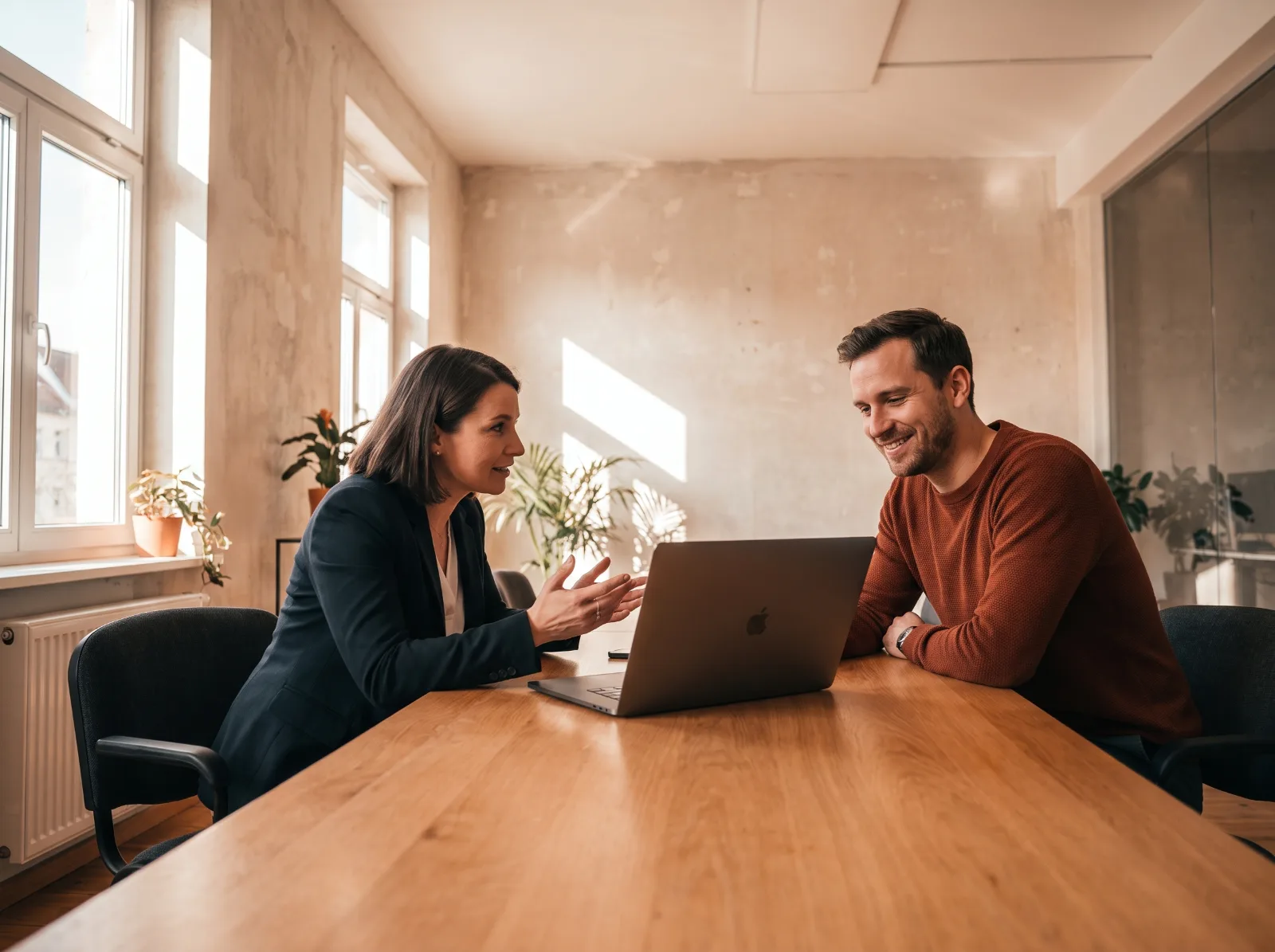 Business owner reviewing organic search rankings on a laptop