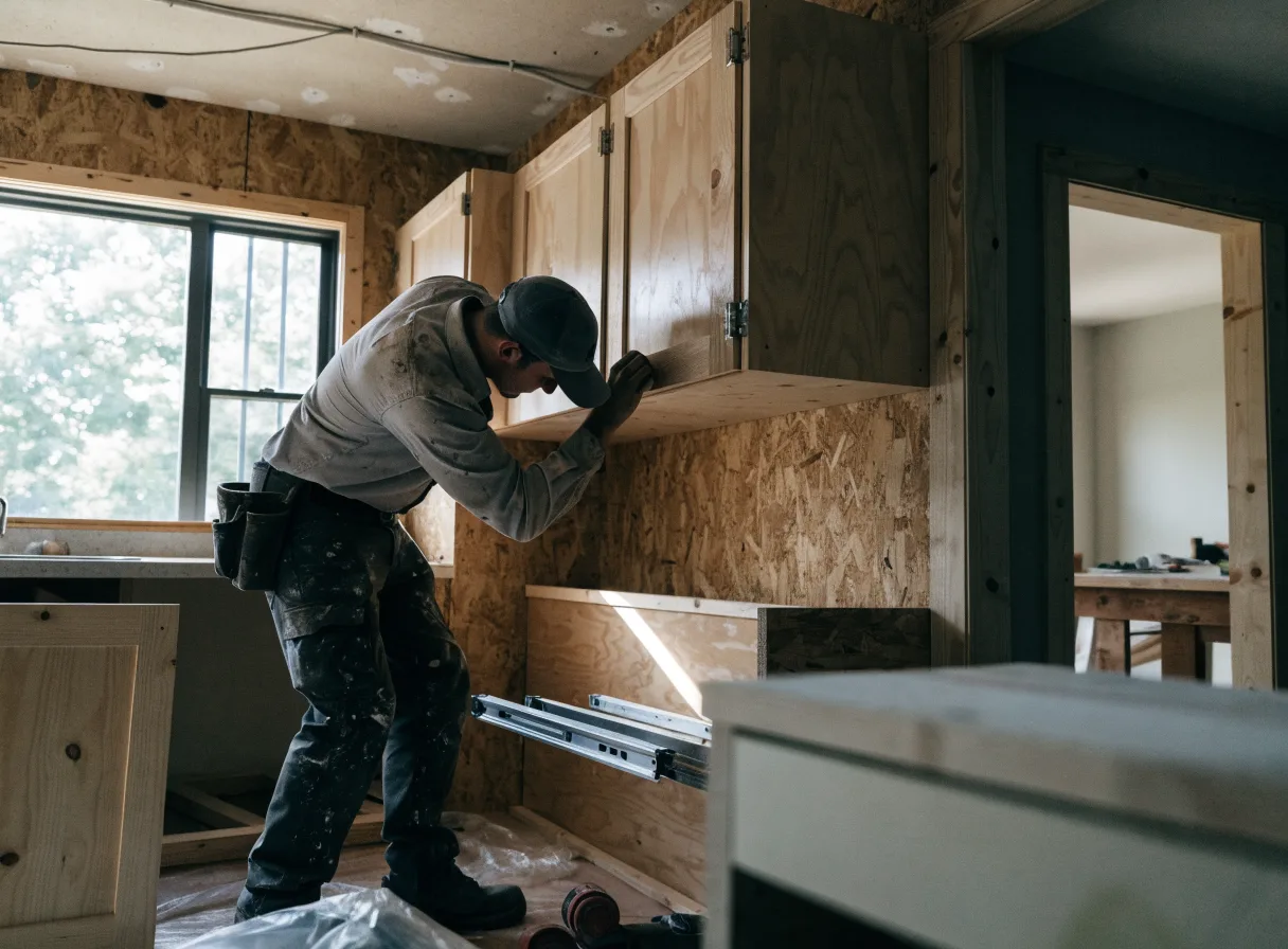 Remodeling work on a suburban home
