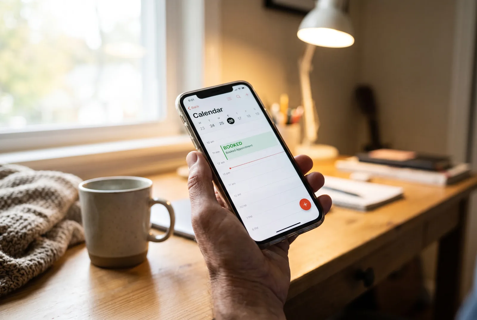 Local business owner checking a schedule on a smartphone