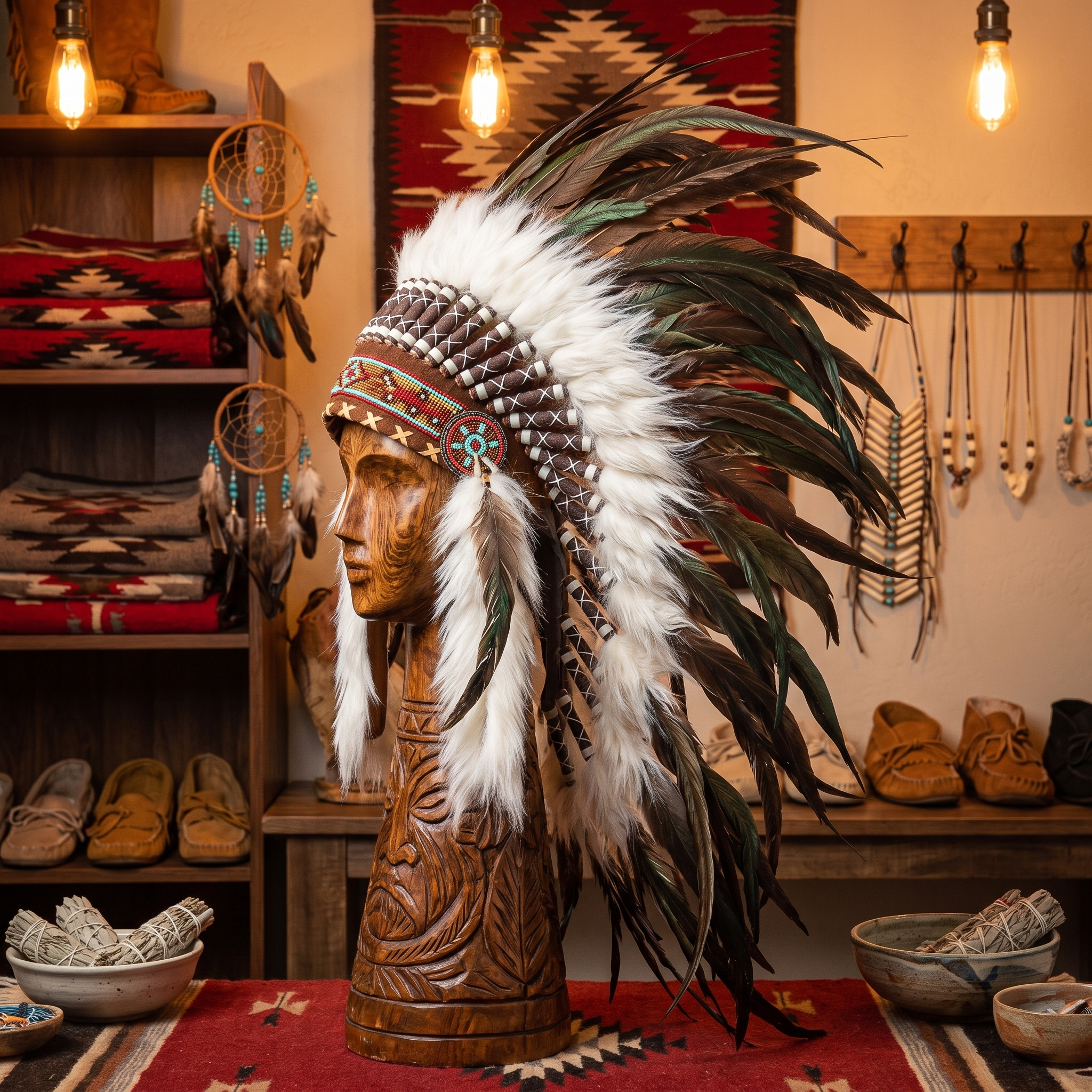 Forest Green feather headdress