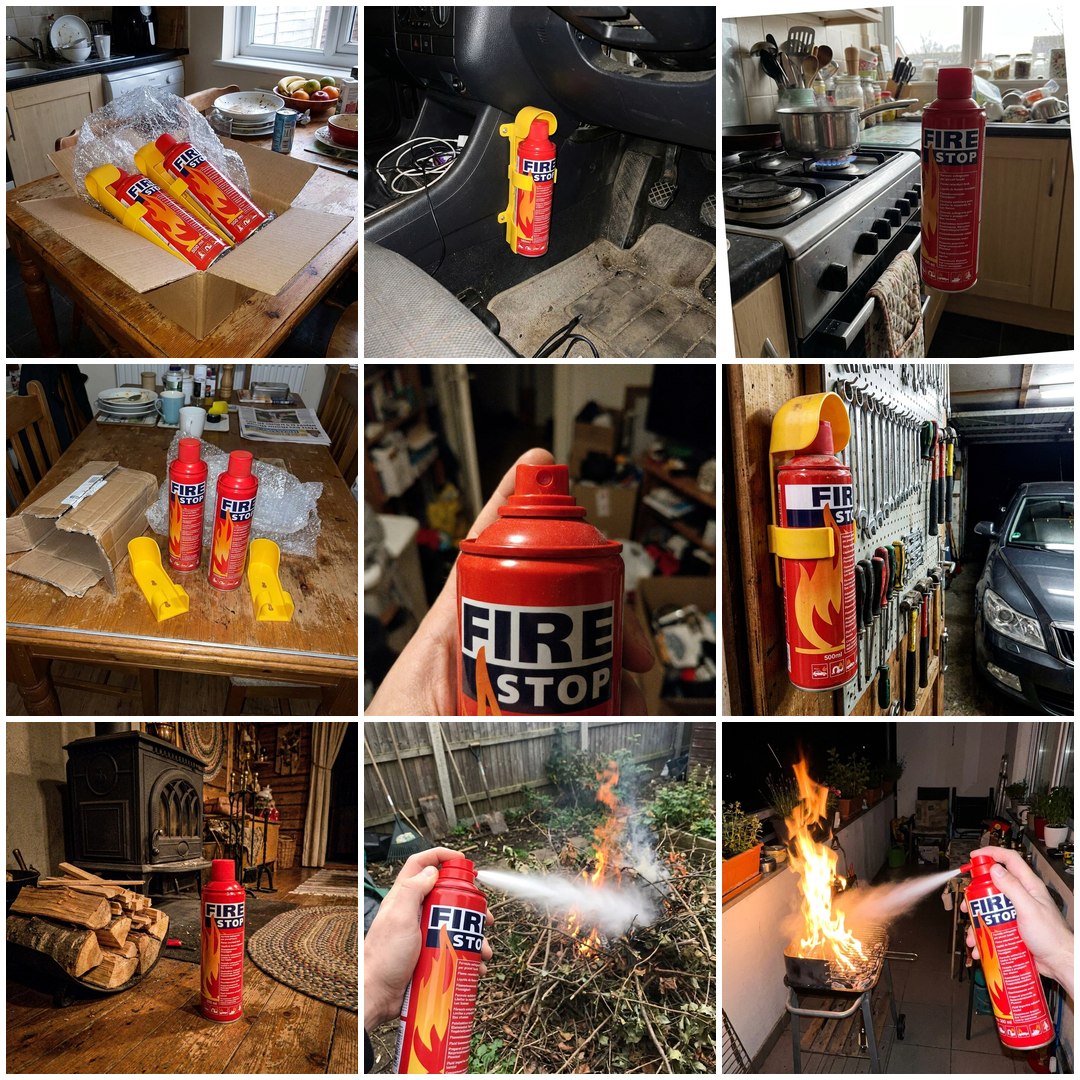 Fire Stop sprej za gašenje požara u upotrebi uživo