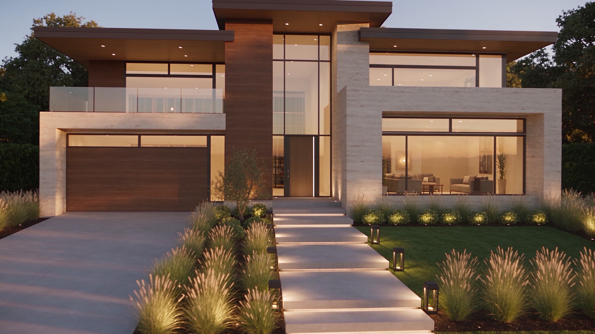 Landscape-stage concept connecting the residence to gardens and outdoor spaces.