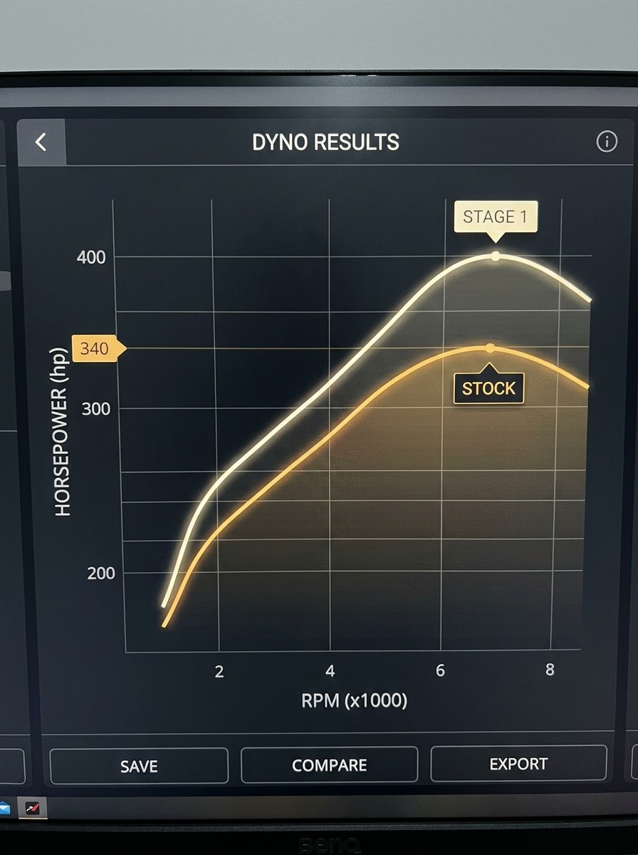 Dyno graf 340 na 400 KS