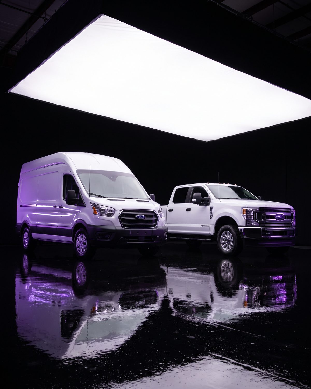 Ford Transit van and F-250 Super Duty work truck at Tom's Ford Commercial, Keyport NJ