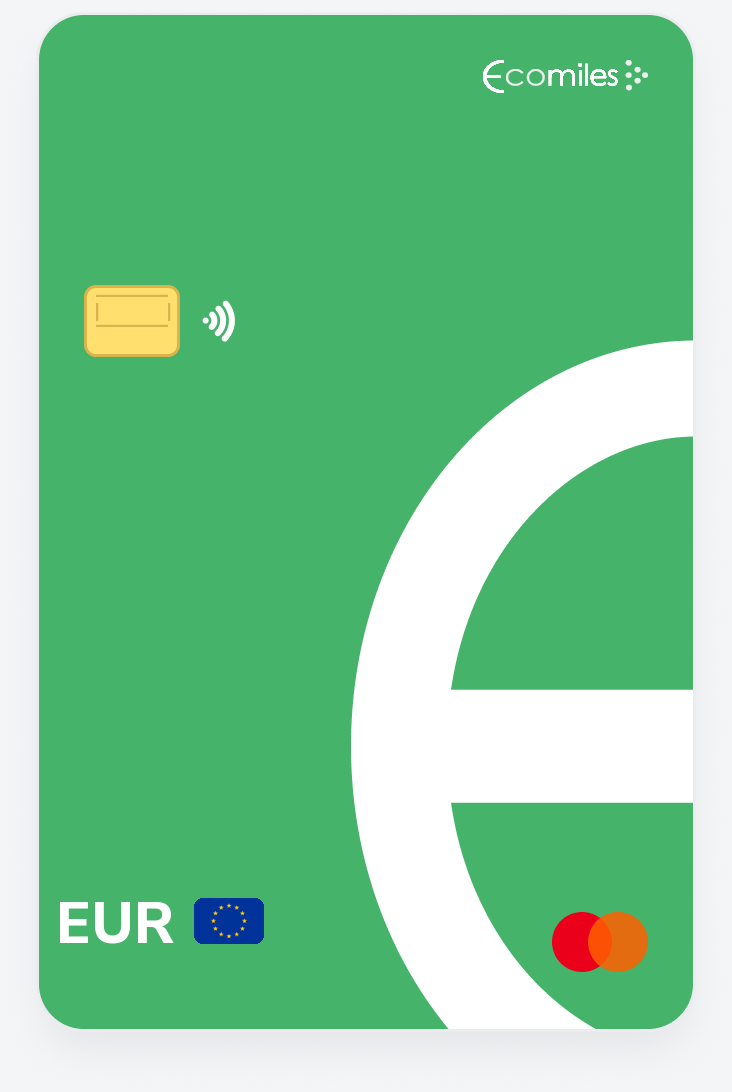 Green Card Ecomiles em euro (EUR) com bandeira da União Europeia
