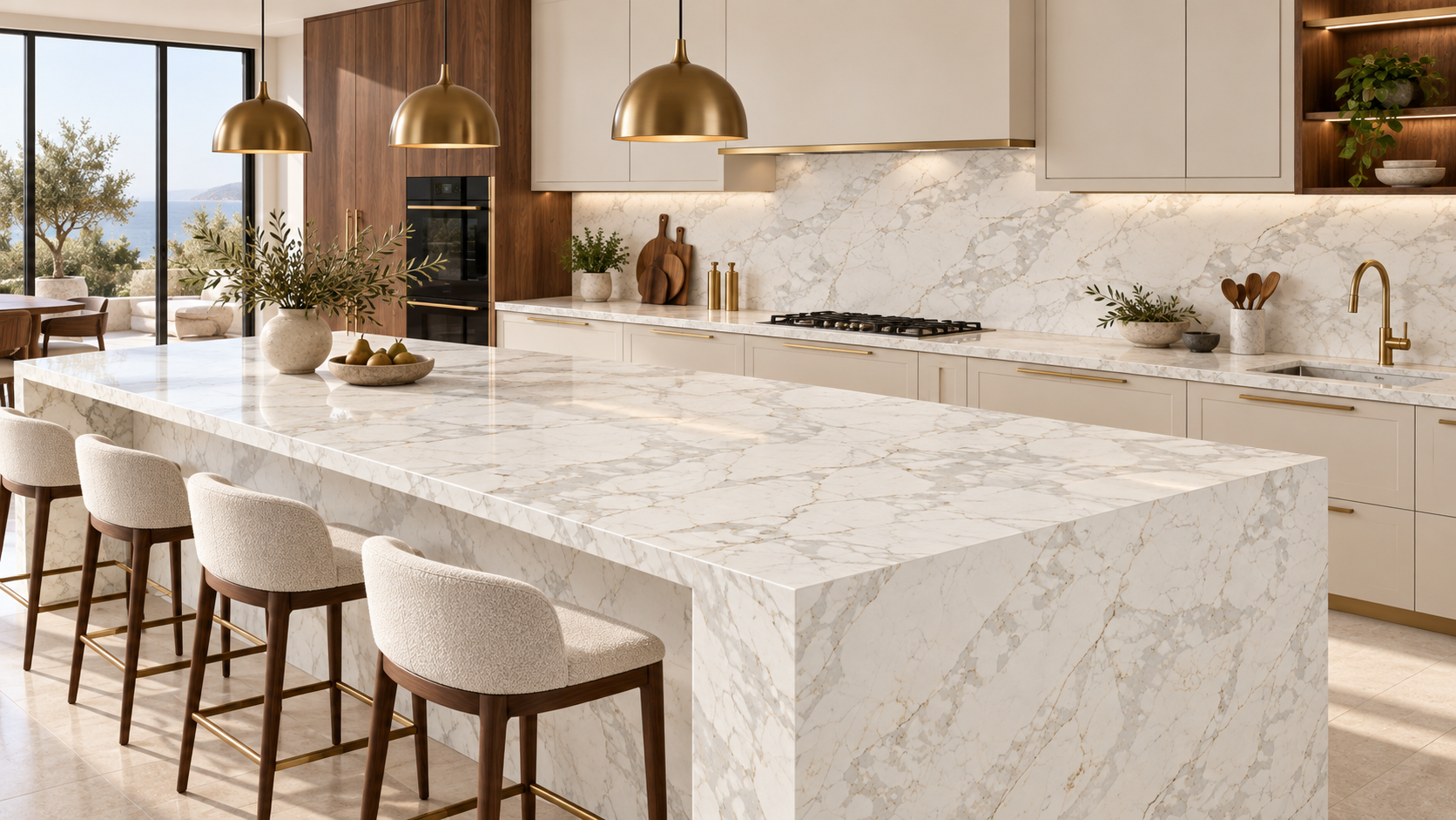 Arabescato Bronze NobleStone worktop in a Stone Pro kitchen visualisation