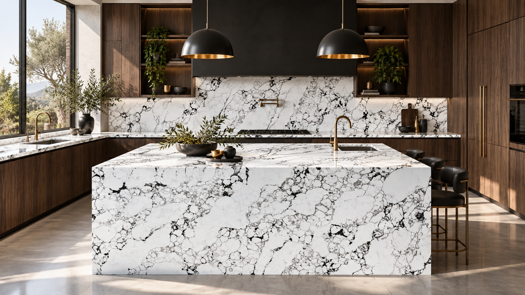 Arabescato Black NobleStone worktop in a Stone Pro kitchen visualisation