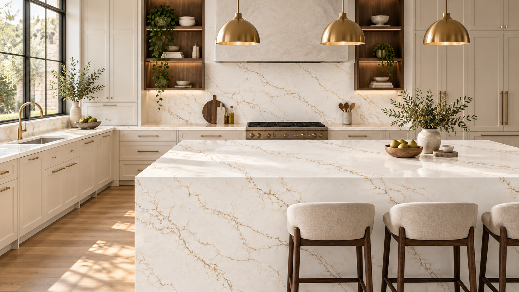 Alaska Gold NobleStone worktop in a Stone Pro kitchen visualisation