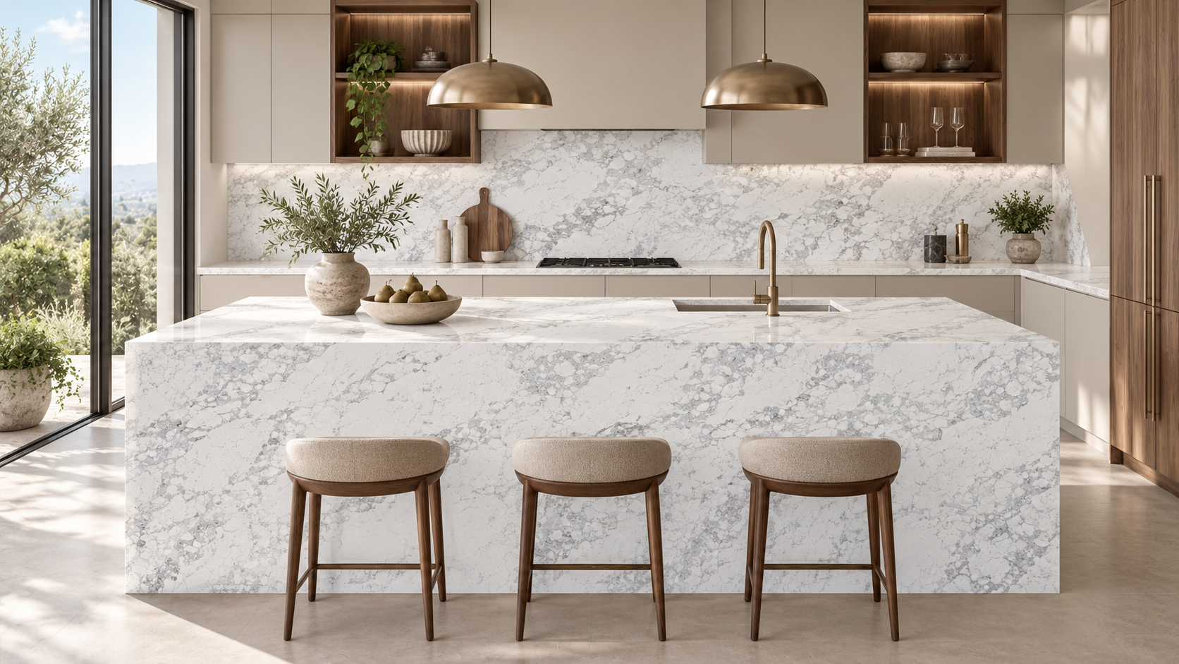 Arabescato Gold NobleStone worktop in a Stone Pro kitchen visualisation
