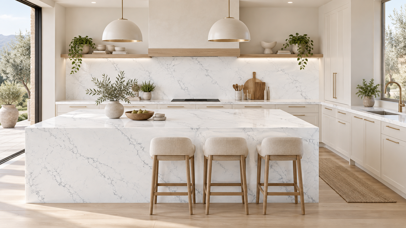 Alaska Bianco NobleStone worktop in a Stone Pro kitchen visualisation