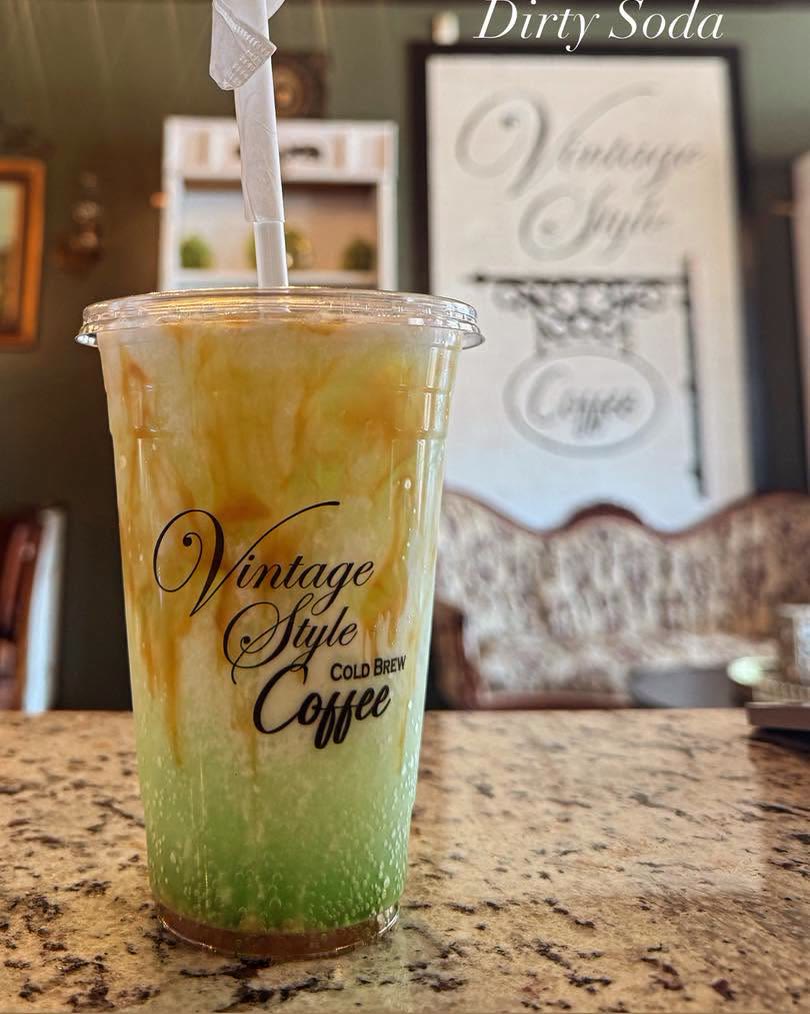 Caramel and green apple dirty soda