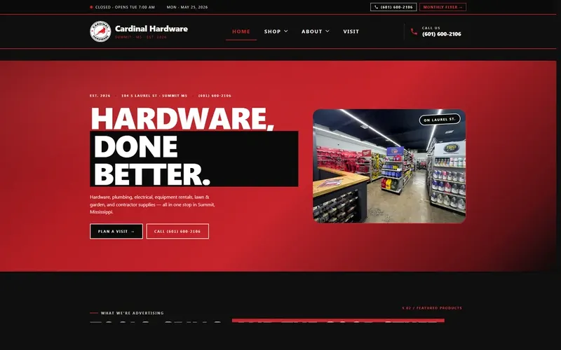 Cardinal Hardware website by SiteHelper
