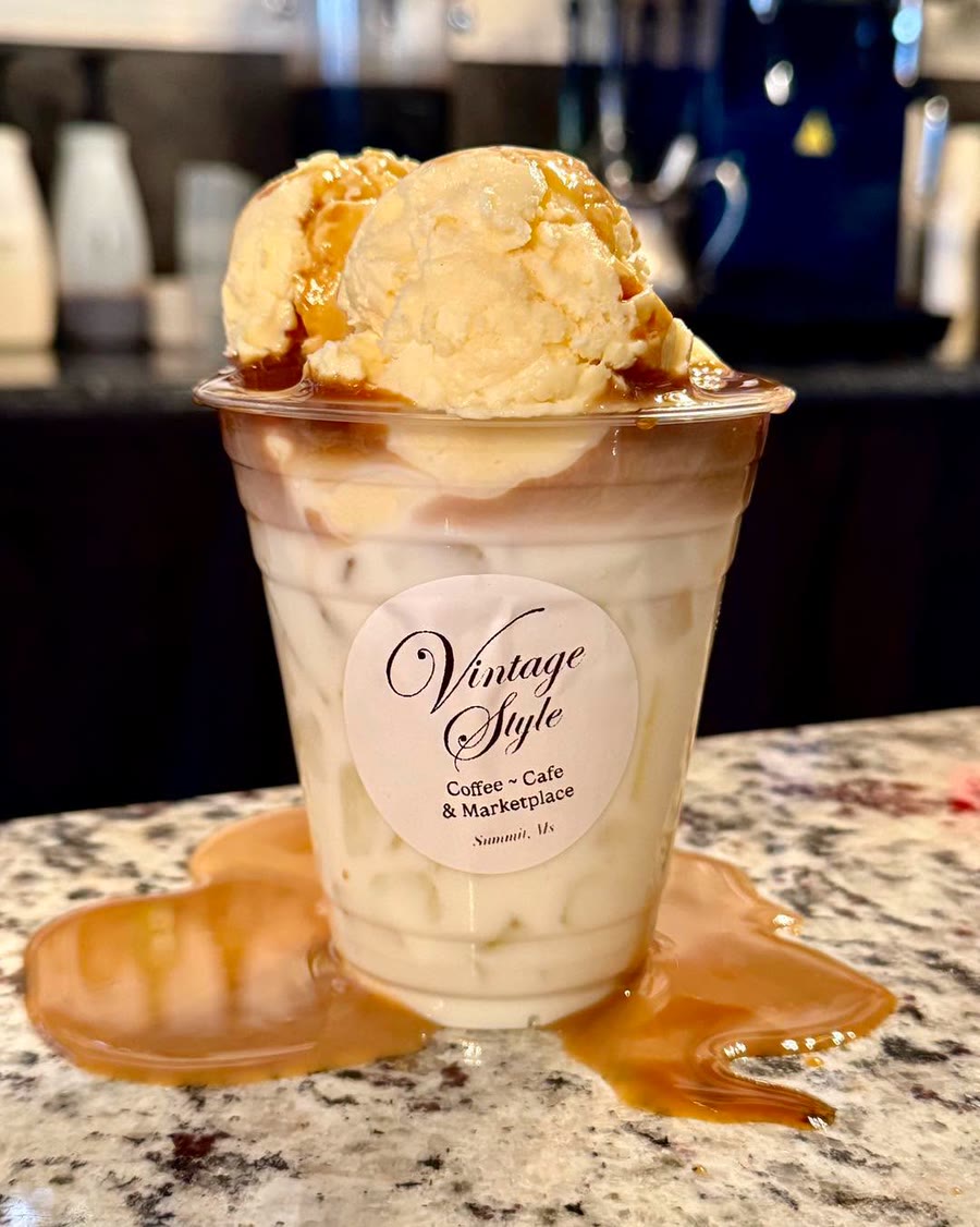 An affogato — espresso poured over ice cream