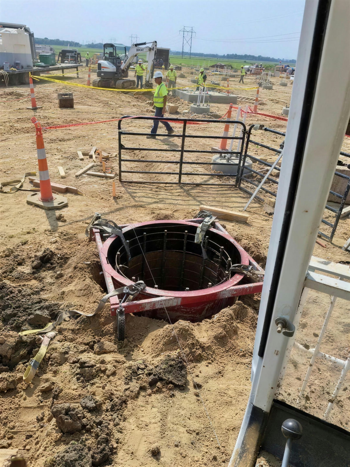 Caisson form set in the excavation before the pour