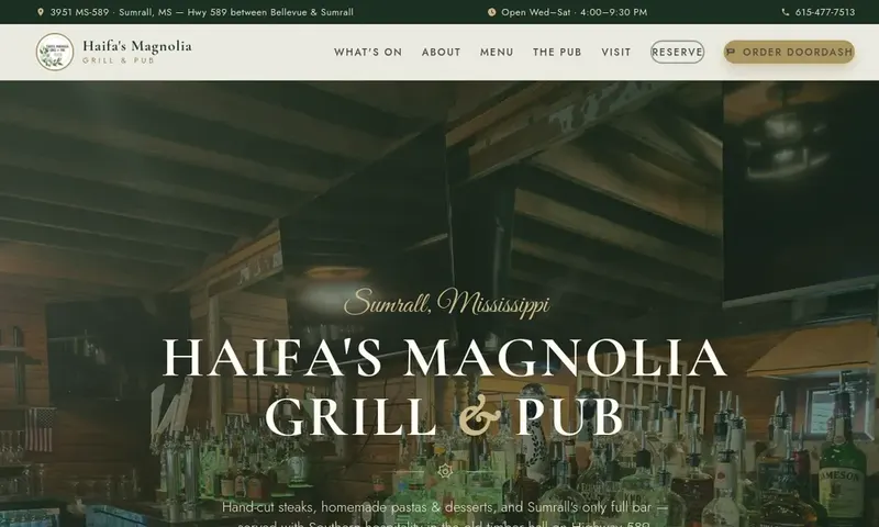 Haifa's Magnolia Grill & Pub website by SiteHelper