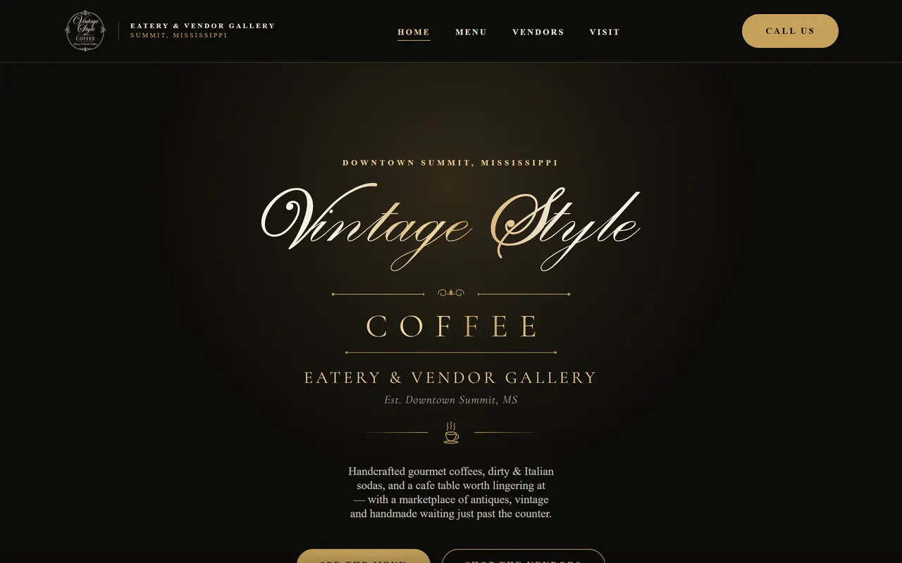 Vintage Style Coffee website by SiteHelper