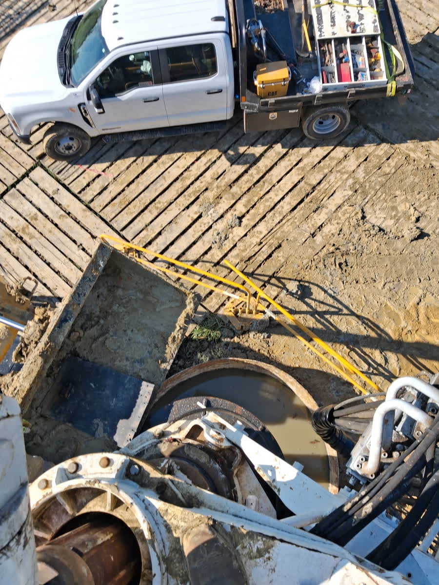 Tooling and casing staged on timber mats