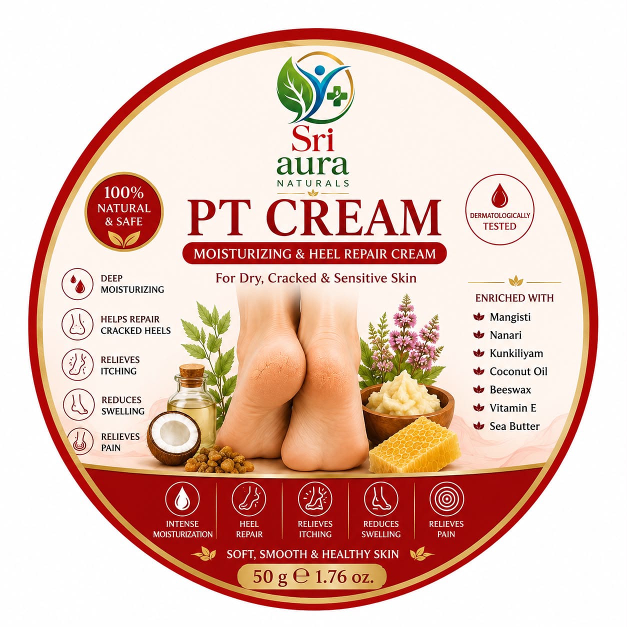 Sri Aura Naturals PT Cream foot care balm