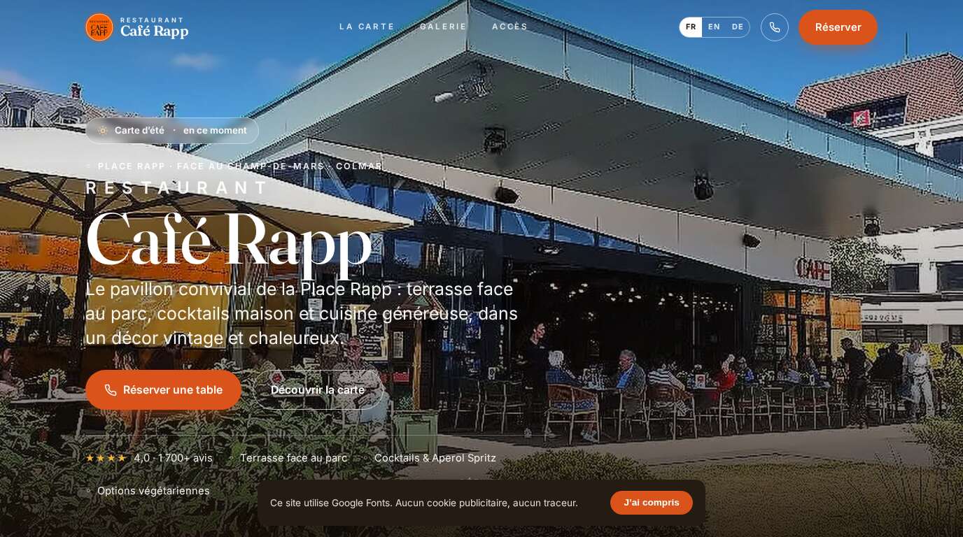 Site Café Rapp — version ordinateur