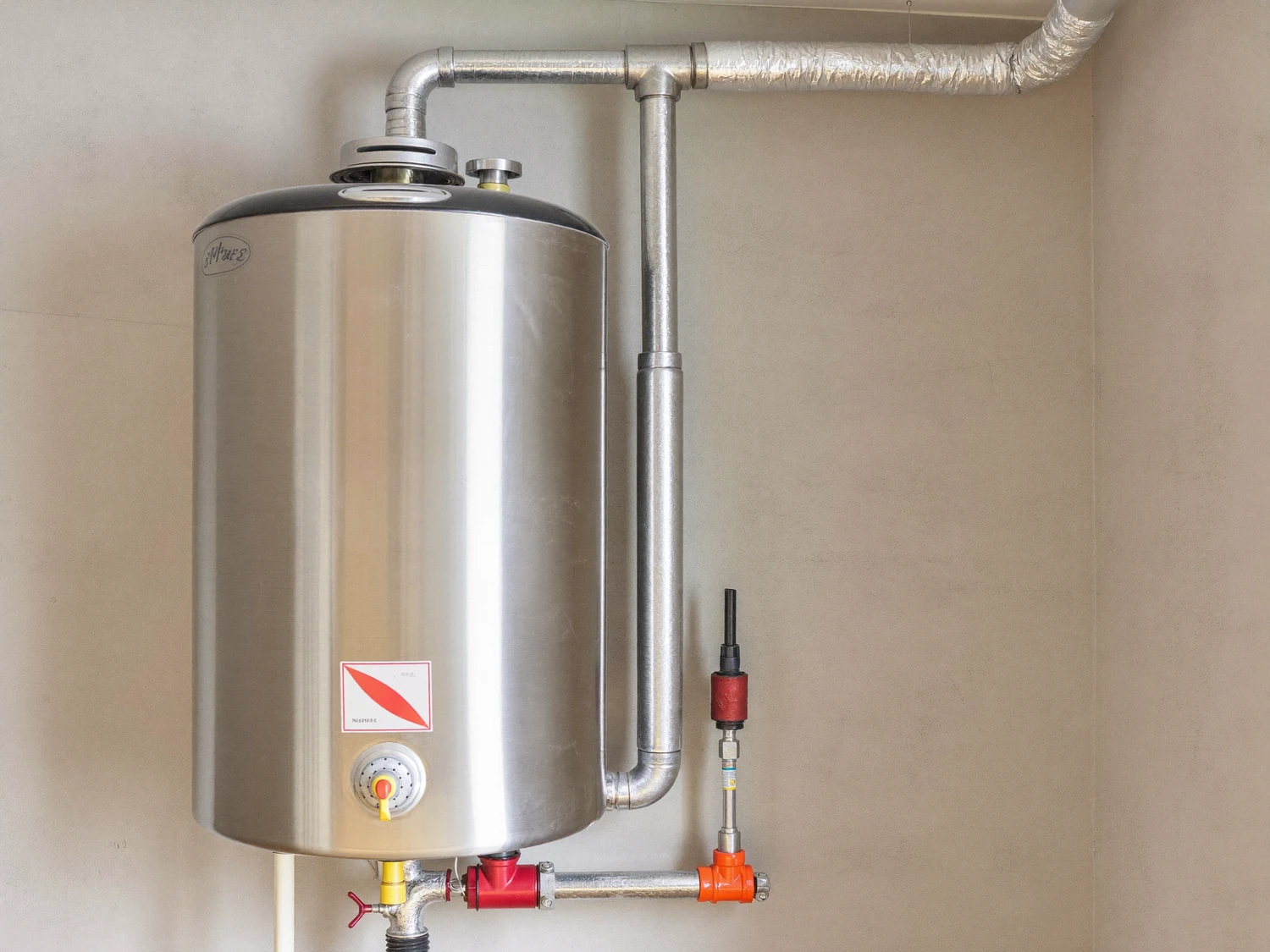 Boiler met leidingwerk