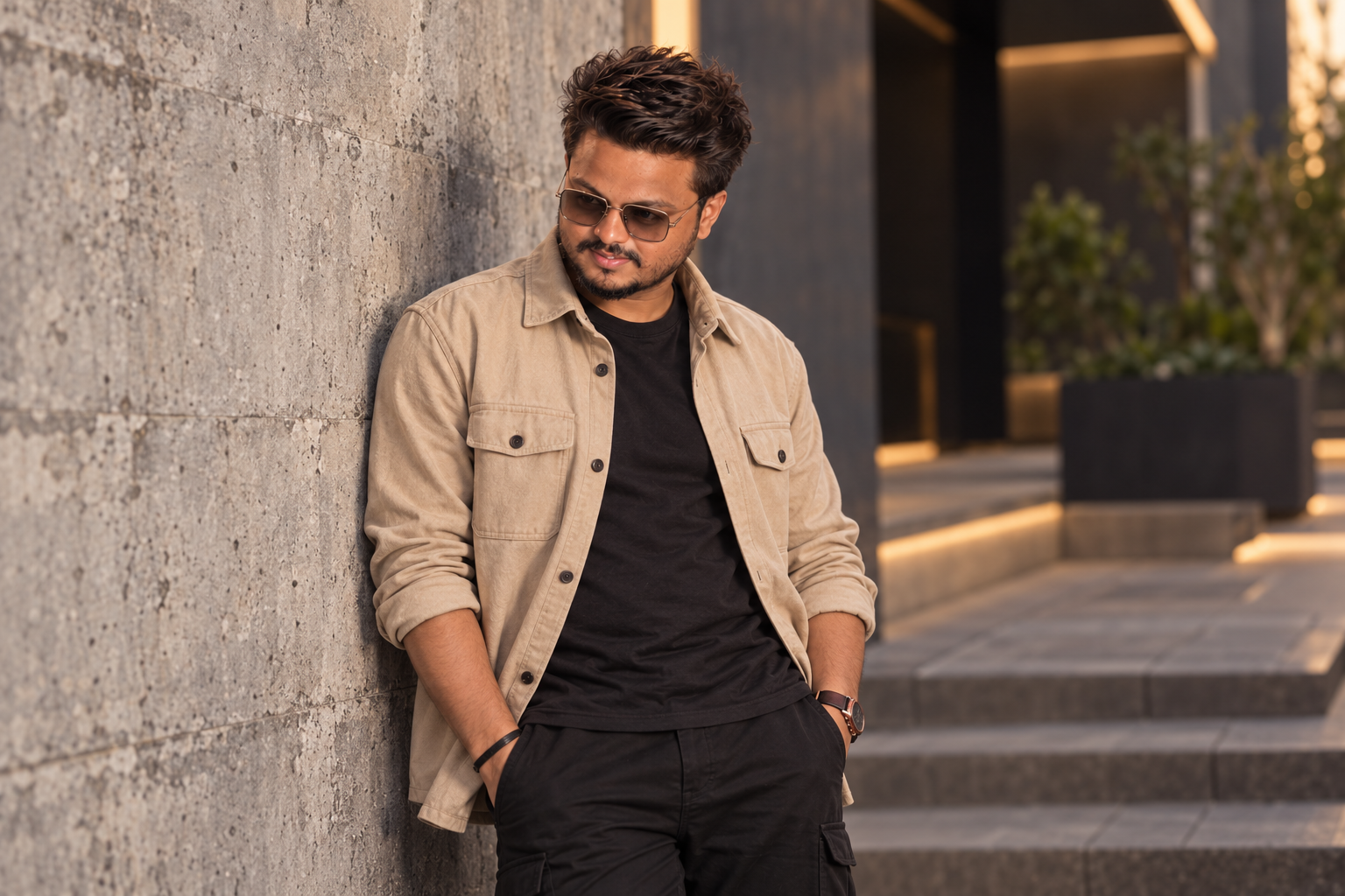 Sagar Kadam in a sand overshirt