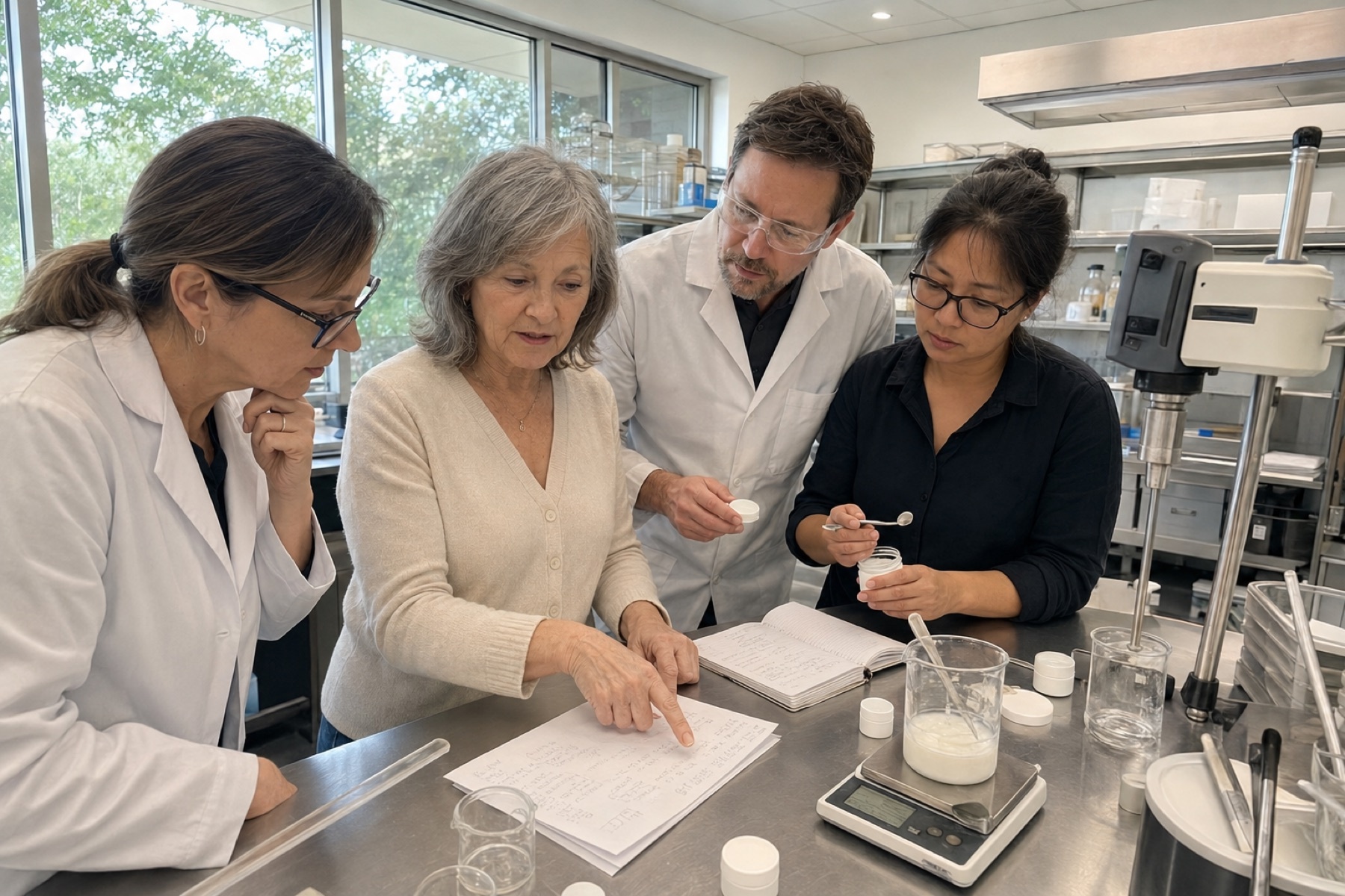 Maria reviewing formula notes with the Neuropura formulation team