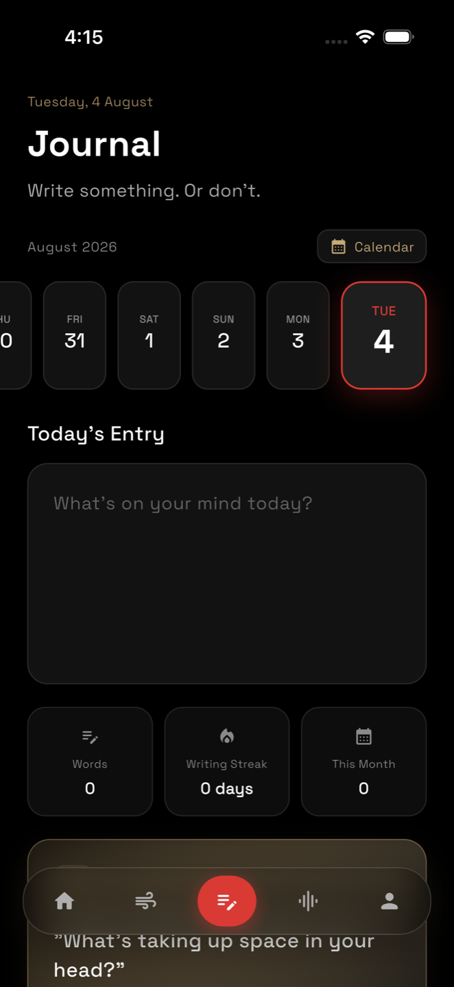 Notwell journal screen