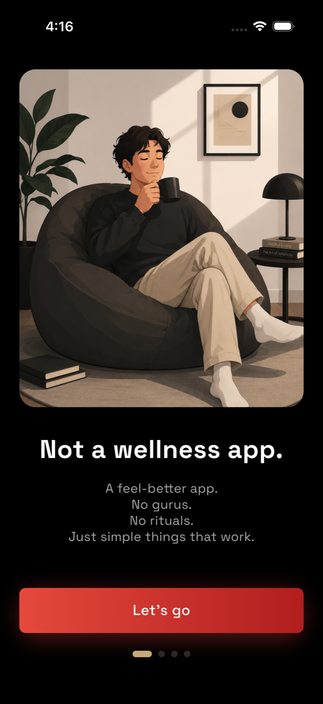 Notwell welcome screen
