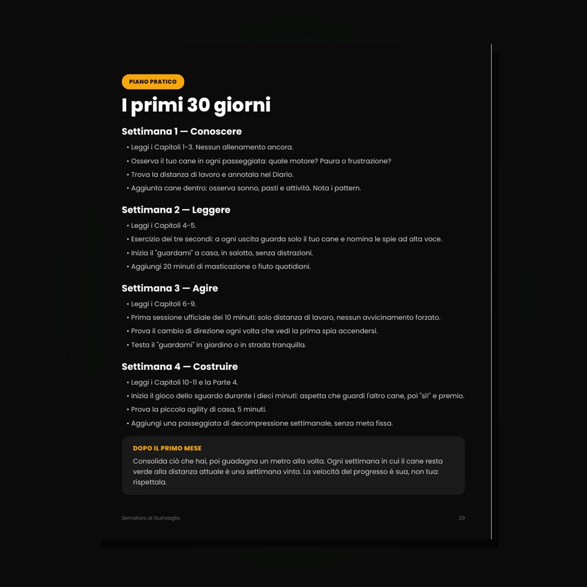 Il piano di 30 giorni