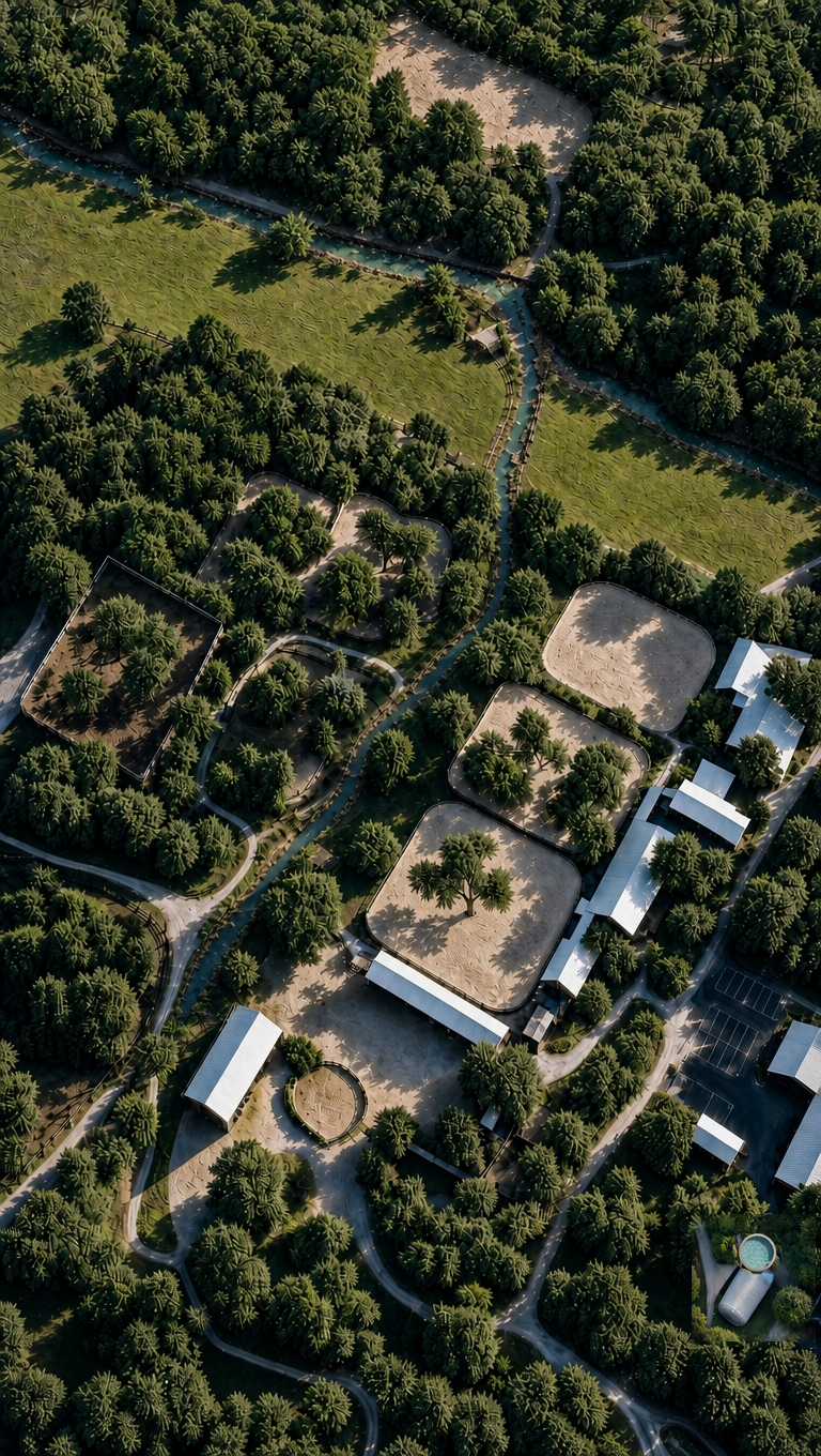 Aerial architectural rendering of Switch Willo Stables