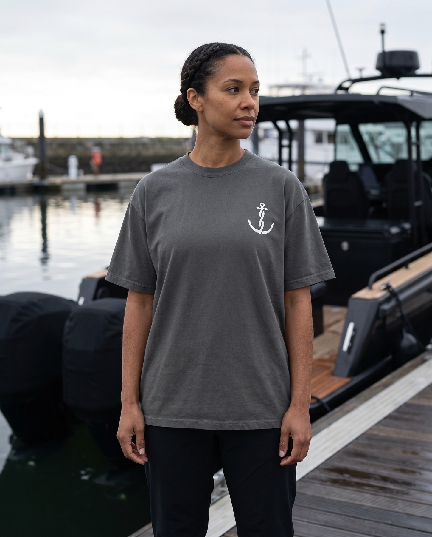 Model wearing Anchor Flower in the Anchor Me Down campaign