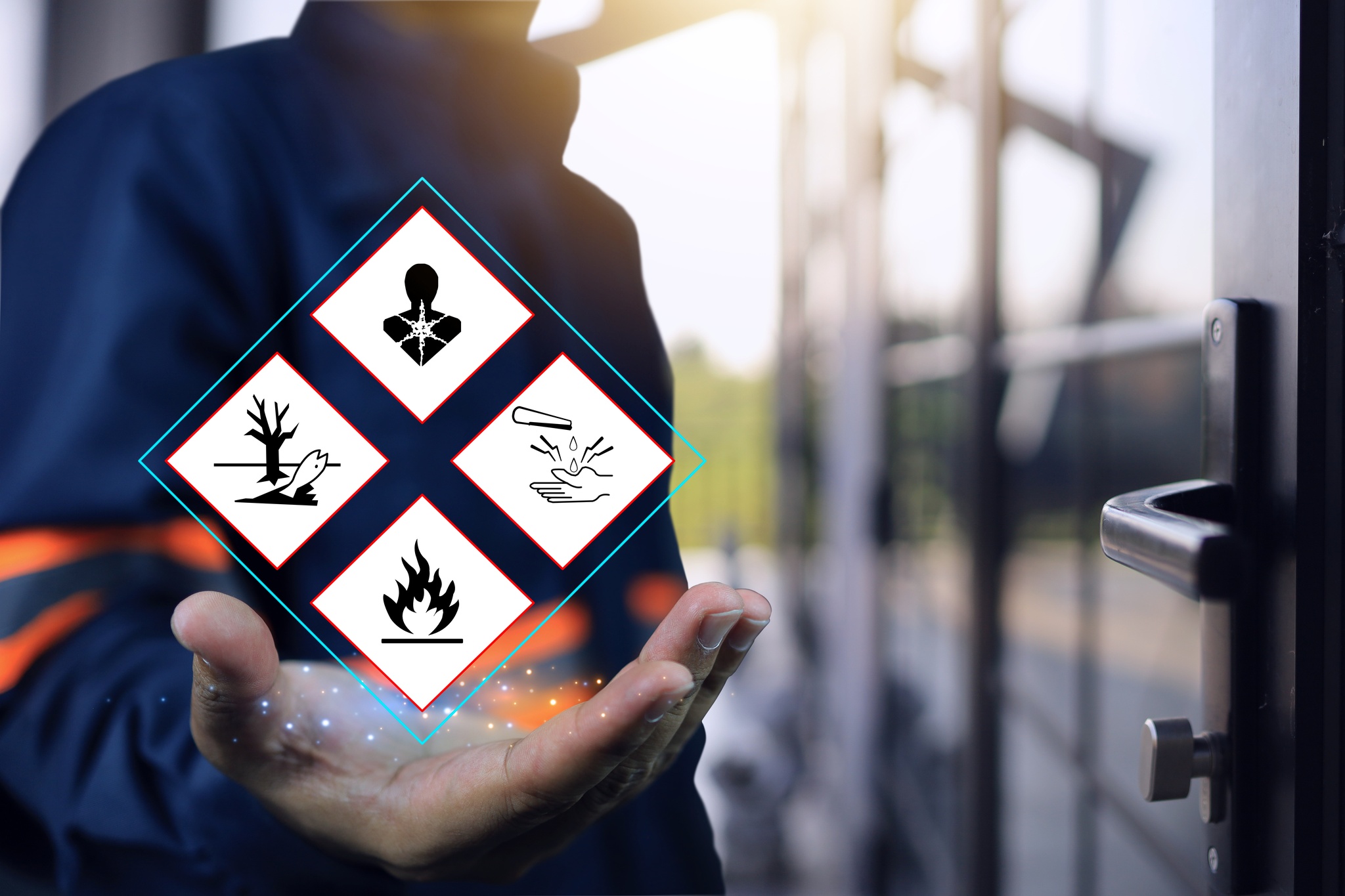 Worker holding digital hazard information at the point of need