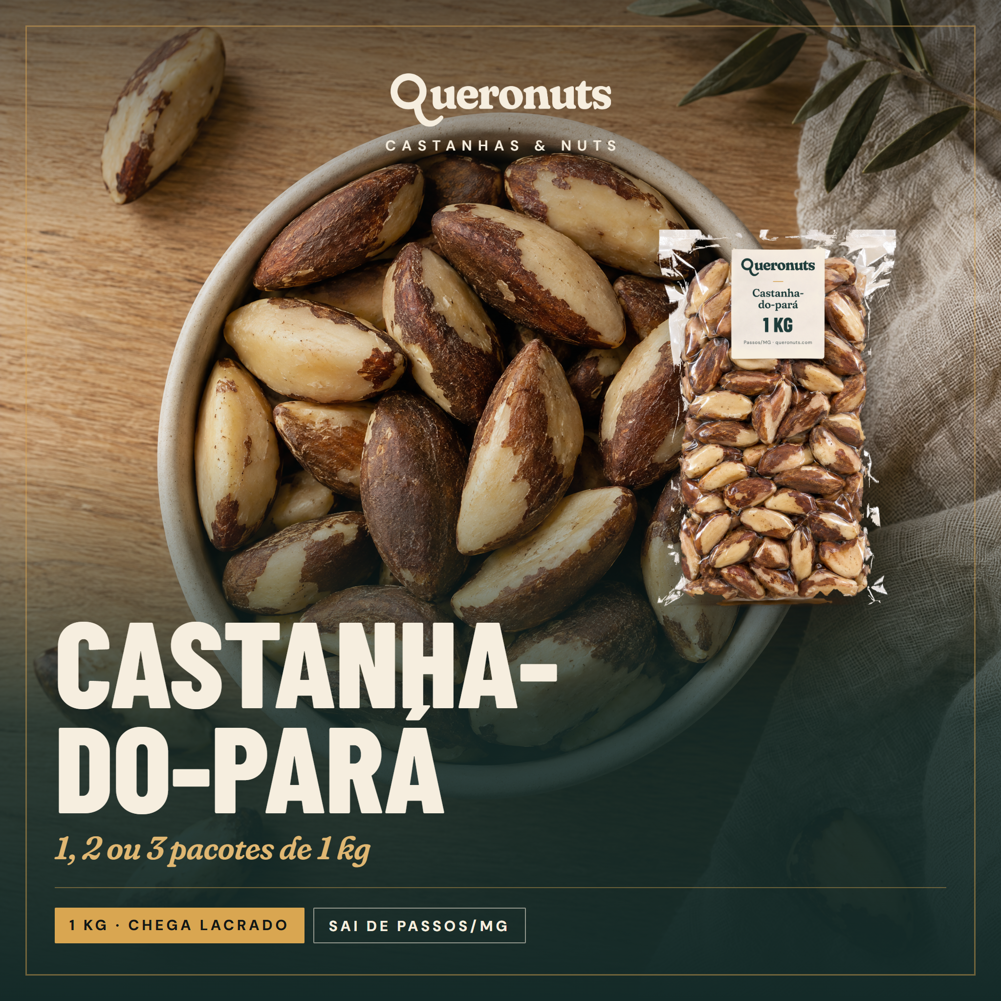 Castanha-do-pará — 1 kg, 2 ou 3 pacotes · chega lacrado