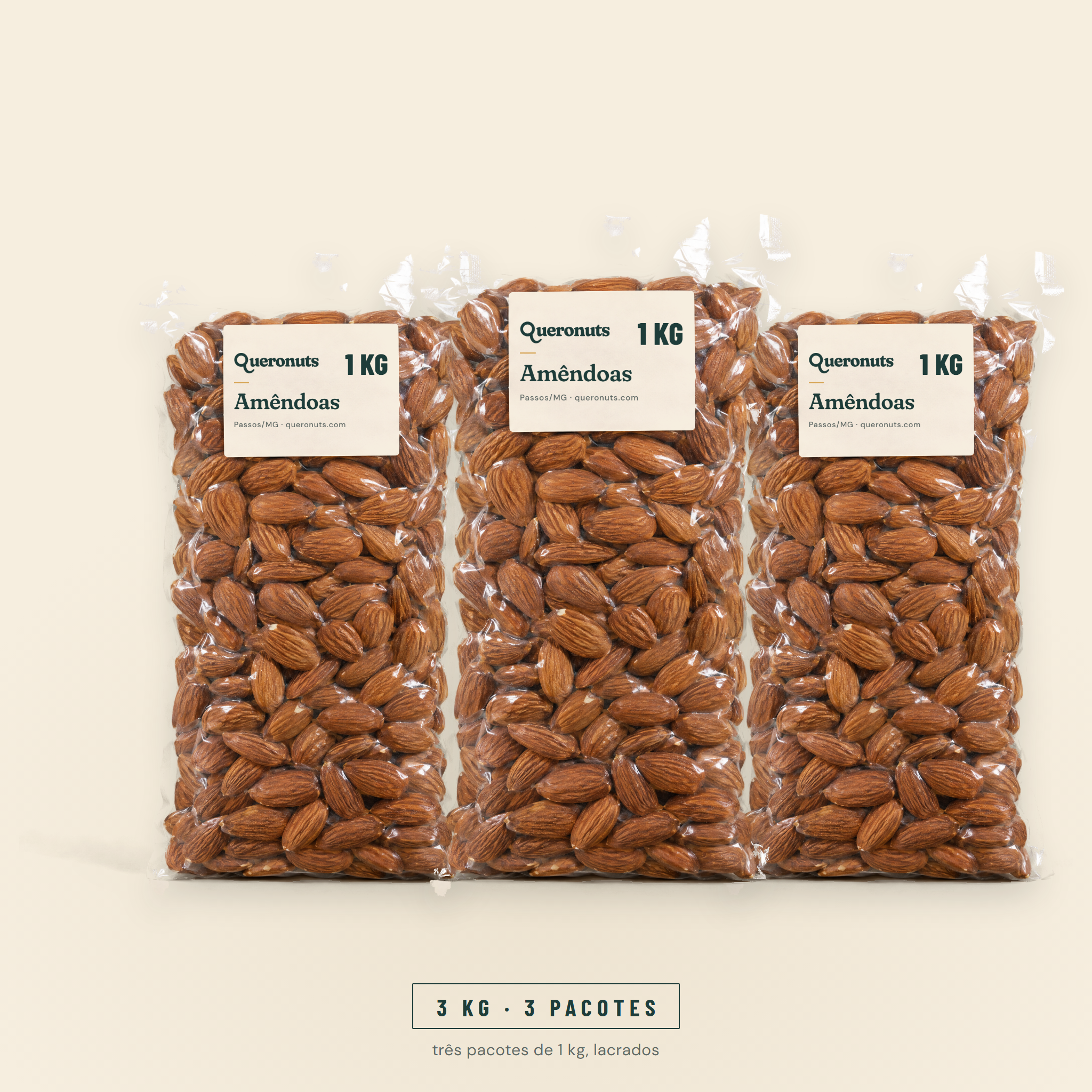 Amêndoas — 1 kg, 2 ou 3 pacotes · chega lacrado