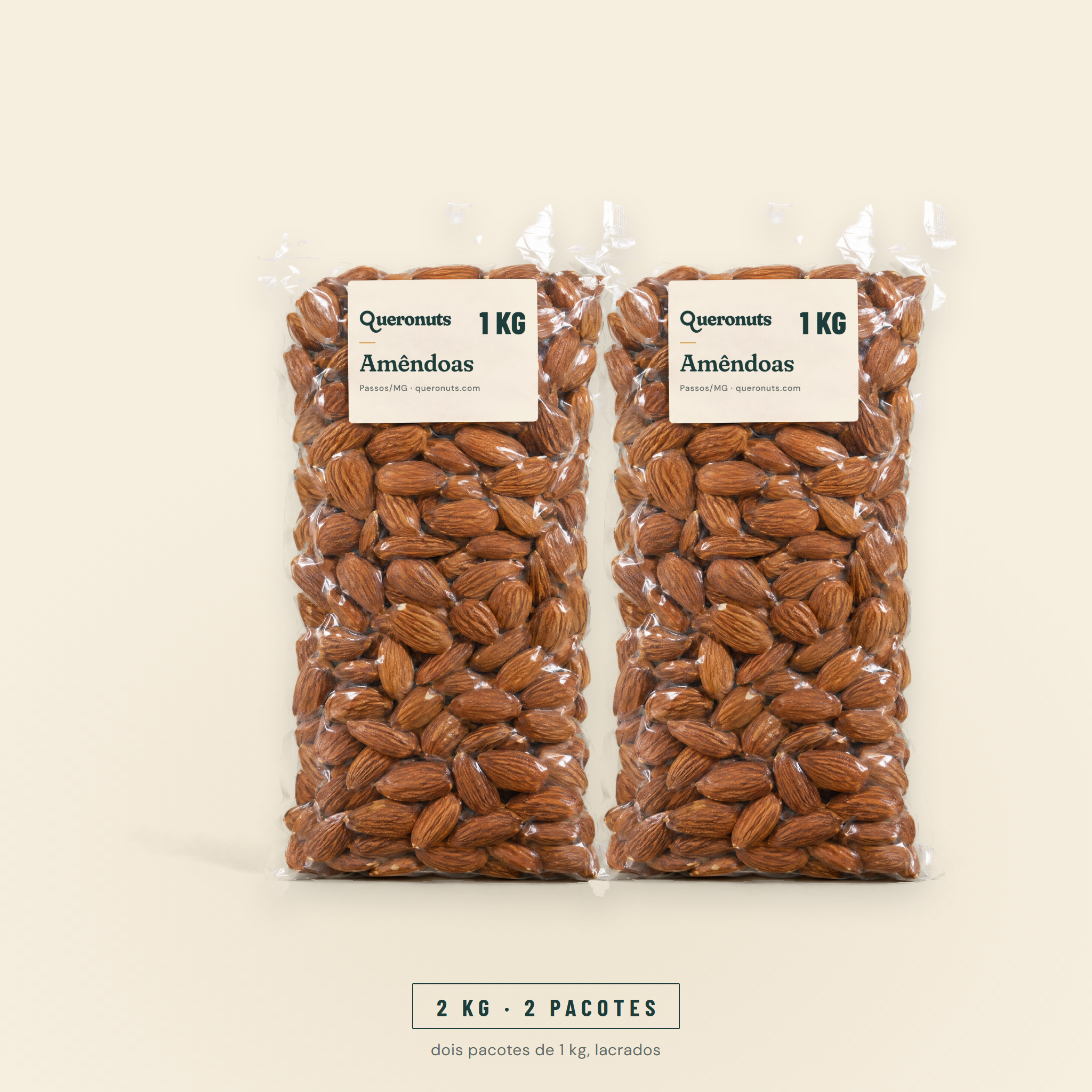 Amêndoas — 1 kg, 2 ou 3 pacotes · chega lacrado